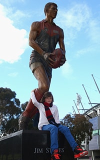 Tiernan Stynes, son of the late Jim Stynes, at the unveiling of the statue at the MCG. Picture: Getty Images - ${keywords}